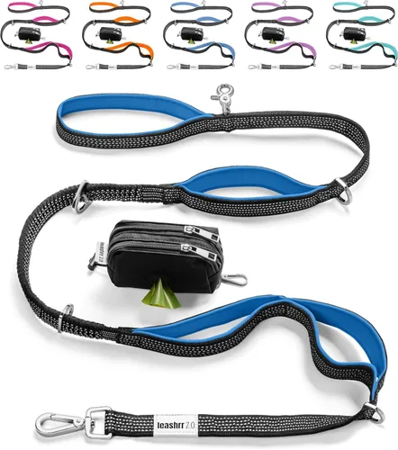 Vista 10 de Correa para perro sin tirones para perros grandes – correa elástica altamente reflectante de 6 pies, correa resistente para perros grandes, 4 asas