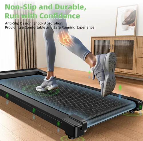 Vista 6 de Walking Pad Treadmill with 5% Incline - Under Desk Running Machine Mat Pads for Home Office Portable Small Compact Quiet Flat Indoor Magnetic Negro