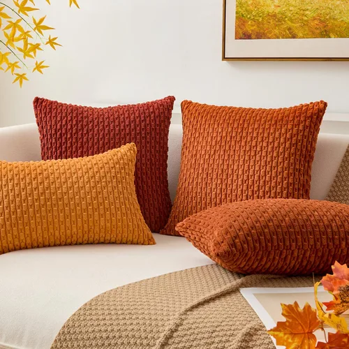 Vista 175 de Kevin Textile - Juego de 2 fundas de almohada decorativas de pana suave, estilo bohemio, a rayas, decoración del hogar para sofá, cama, sofá y sala