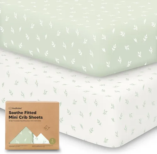 Vista 24 de 2 paquetes de sábanas ajustadas para mini cuna - 38x26 sábanas Pack N Play para colchón Pack and Play, algodón orgánico, ropa de cama transpirable
