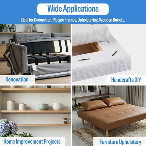 Vista 6 de meite Grapas de tapicería galvanizadas de calibre 20, corona de 1/2 pulgada (0.484 in) con longitud de 1/2 pulgada, resistente para construcción