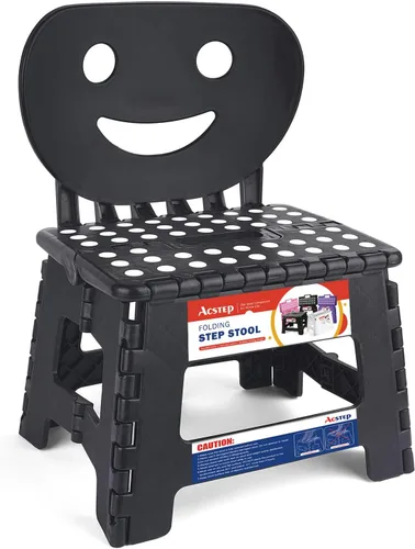 Vista 10 de ACSTEP Taburete plegable con soporte de espalda para niños, taburete de 9 pulgadas para niños y niñas, taburete de cocina al aire libre