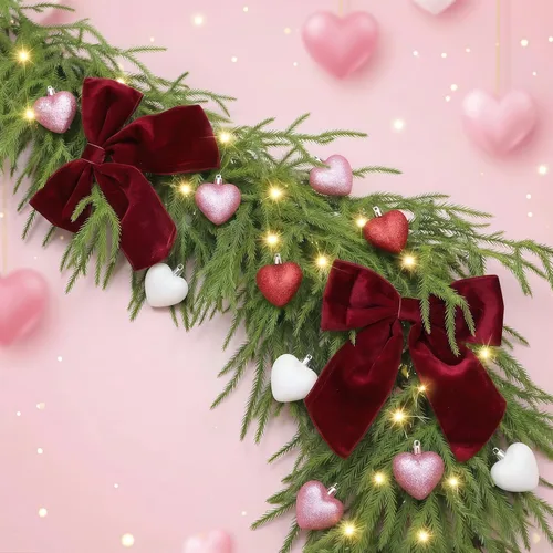 Vista 13 de HipTree Guirnalda de Navidad de 6 pies con luces, guirnalda de pino artificial iluminada para manto, guirnalda de invierno de Navidad verde