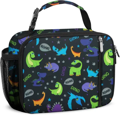 Vista 15 de esouler Lonchera Infantil Bolsa de Almuerzo Aislada para Niños y Niñas Resistente Lonchera para Escuela con Soporte para Botella de Agua - Azul