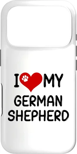 Vista 30 de I Love My German Shepherd Pet Dog Breed Retro Heart Case for iPhone 16