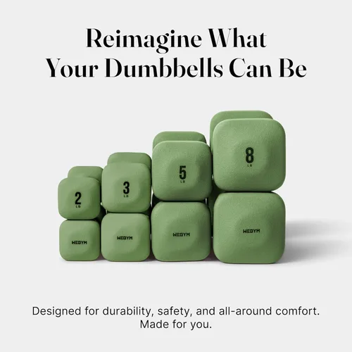 Vista 6 de WeGym SafeGrip Square Dumbbells with Anti Slip Handles, Aesthetic Free Weights for Home Workouts, Stable Design Prevents Rolling during Floor