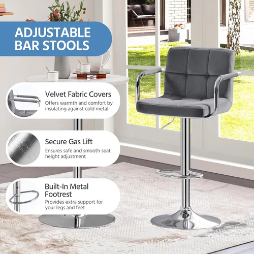 Vista 213 de Yaheetech - 4 taburetes de bar ajustables para mostrador de cocina, taburetes de bar/mostrador, silla de comedor giratoria hidráulica de piel Marrón