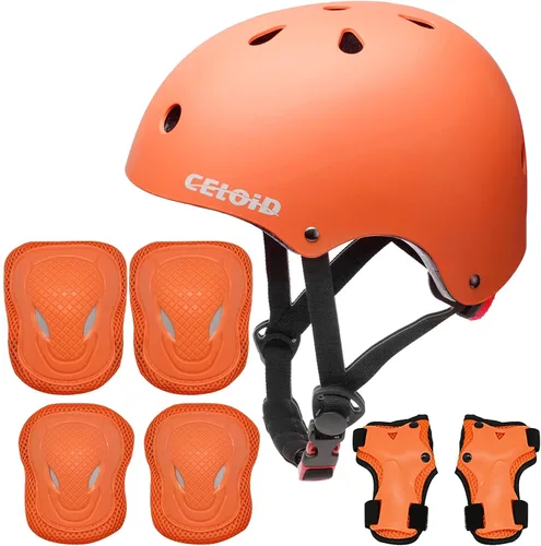 Vista 13 de Juego de almohadillas para casco de bicicleta y patineta para niños, equipo de protección para niños pequeños, rodilleras y coderas para niños
