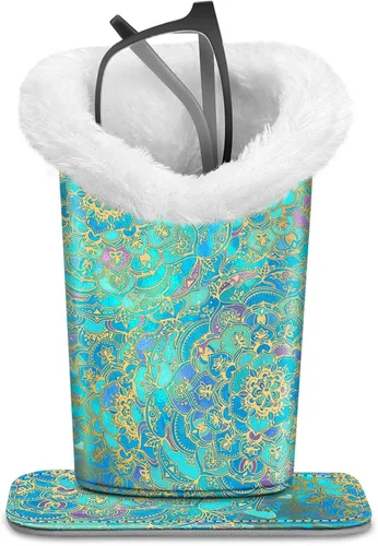 Fintie Soporte para gafas con forro de felpa con base magnética, funda de piel vegana de primera calidad