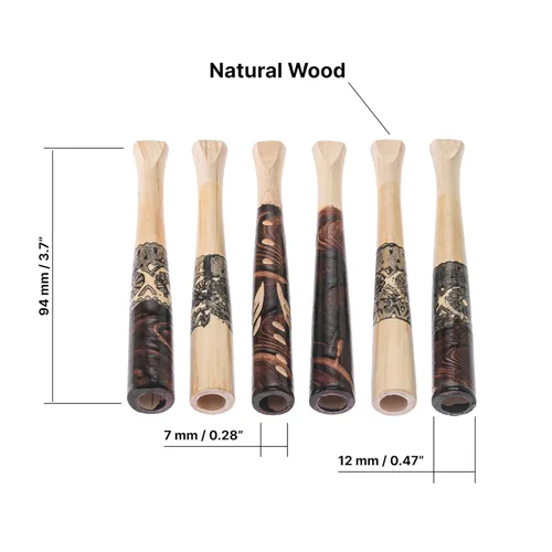 Vista 3 de Juego de 6 soportes de cigarrillos regulares de madera hechos a mano (con patrón corto)