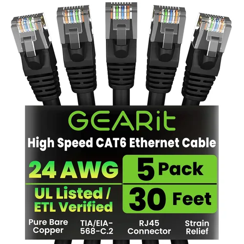 Vista 13 de GEARit Paquete de 50 cables Ethernet Cat6 de 0.5 pies Cable de conexión de red RJ45, conectores chapados en oro sin enganches de 10 Gbps, cable