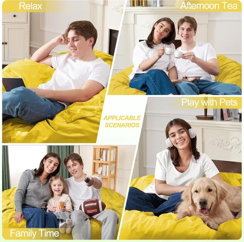 Vista 282 de de 3 pies con relleno de espuma viscoelástica, puf grandes, sofá suave con funda de terciopelo holandés, 36 x 36 x 24 pulgadas (morado)