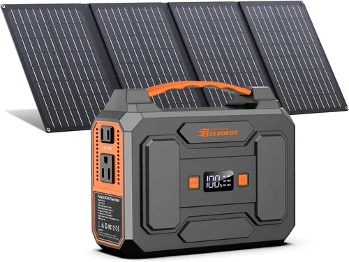 Estación de energía portátil con panel solar plegable de 40W, generador de energía solar de 100W con paneles, toma de corriente de 110V AC, banco de