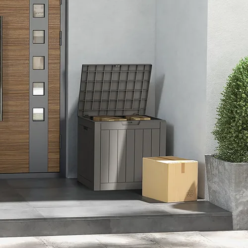 Vista 9 de Mars Villa Caja de almacenamiento para exteriores de 31 galones, contenedor de almacenamiento de resina impermeable, resistente a la intemperie y a