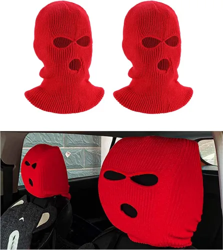 Vista 10 de 2 fundas para reposacabezas de automóvil, divertida máscara de cara completa personalizada para asiento de automóvil, máscara de esquí, protección