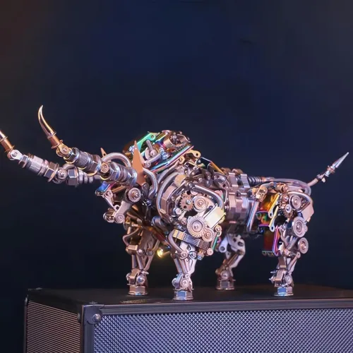 Vista 4 de Rompecabezas de metal 3D para adultos, kits de modelo de metal bisonte, rompecabezas de metal 3D, toros mecánicos, bloques de construcción, montaje