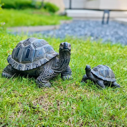 Estatua de tortuga para exteriores, 2 piezas, estatua de jardín de tortuga, decoración al aire libre, escultura, decoración de resina, patio,