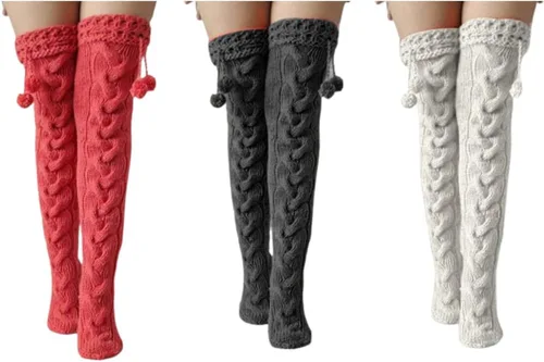 Vista 6 de Juniors Knitting Wool Leg Socks with Good Elasticity Simple to Clean for Home Party Outdoor Wear