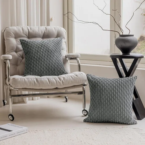 Vista 433 de Kevin Textile - Juego de 2 fundas de almohada decorativas de pana suave, estilo bohemio, a rayas, decoración del hogar para sofá, cama, sofá y sala