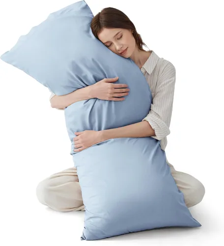 Vista 33 de Bedsure Fundas de almohada de tamaño estándar, fundas de almohada refrescantes, rayón derivado de bambú, color gris oscuro, juego de 2, fundas