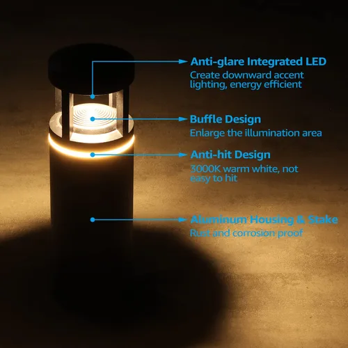 Vista 6 de LEONLITE Paquete de 8 luces LED de bajo voltaje, iluminación de paisaje al aire libre, carcasa de aluminio, luces de camino de 5 W 12 V CA/CC