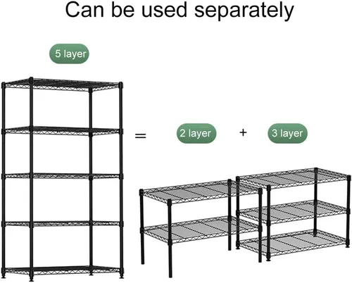 Vista 4 de Shelves 5-Tier Metal Storage Shelves, Wire Shelving Unit Storage with Adjustable Leveling Feet, for Laundry Bathroom Kitchen,Each Layer Load 220 LBS