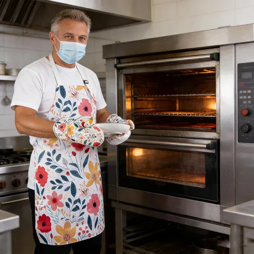 Vista 7 de 10 Pcs Kitchen Stuff Accessories Include 5 Cute Wooden Spoons & 2 Kitchen Oven Mitts & 2 Pot Holders & 1 Kitchen Apron,Gifts for Women