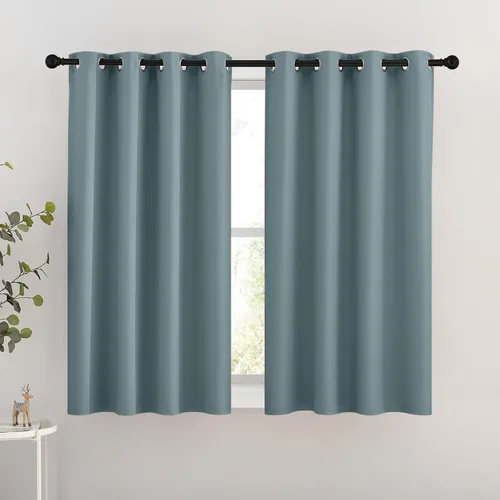 NICETOWN Cortinas opacas de color azul grisáceo para dormitorio, aislamiento térmico, con ojales, tratamientos de ventana sólidos, ahorro de
