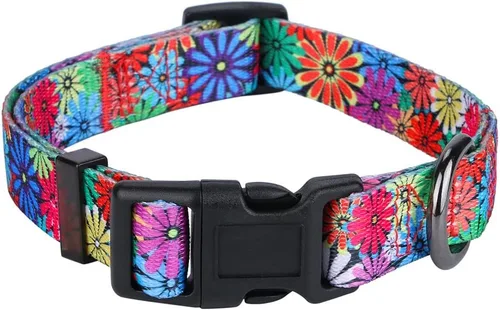 Vista 26 de Rhea Rose Collar de perro para perros pequeños con patrón floral para hembras y perros, talla S