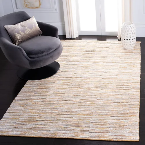 Vista 9 de SAFAVIEH Elements Collection ELM202T - Alfombra moderna de viscosa de 6 x 9 pies, color marrón y gris claro