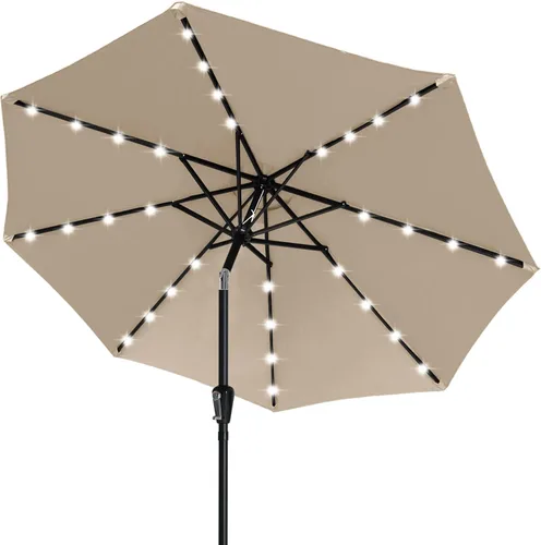 Vista 48 de ABCCANOPY Sombrillas solares duraderas para patio con 32 luces LED de 7.5 pies (beige claro)