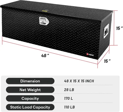 Vista 2 de FORWODE - Caja de herramientas de 48 pulgadas para cama de camión, de aluminio para camioneta, caja de herramientas para RV, cajas de herramientas