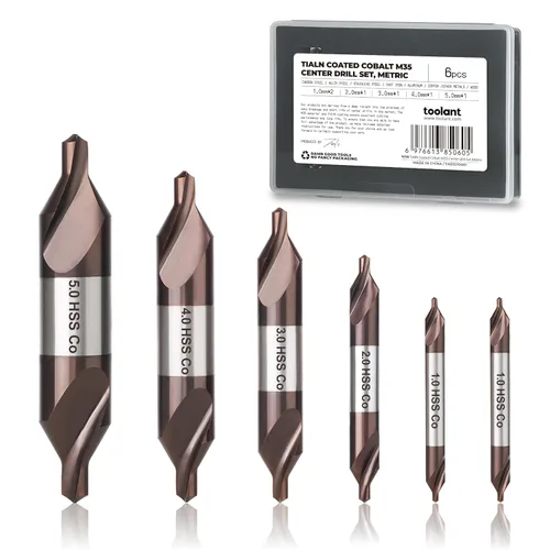 Juego de brocas centrales toolant, broca centrada de cobalto recubierta de TiAlN M35 HSS para acero inoxidable, acero al carbono, acero de aleación,