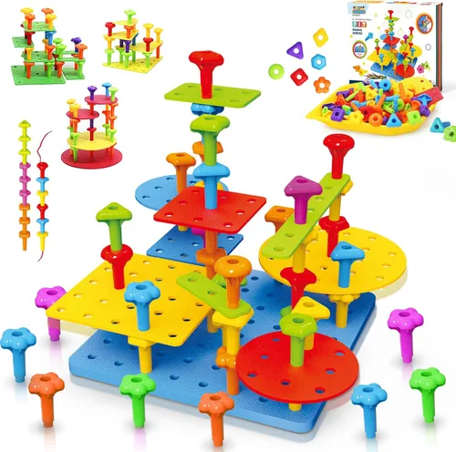 Juego de 73 piezas de juguetes apilables de construcción para niños de 3 a 6 años de edad, juguete educativo STEM para el desarrollo cerebral,