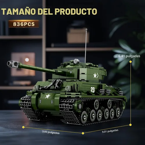 Vista 5 de Reobrix M4A3E8 - Juego de construcción de tanques Sherman, WW2, juego de bloques de construcción de tanques armados militares estadounidenses