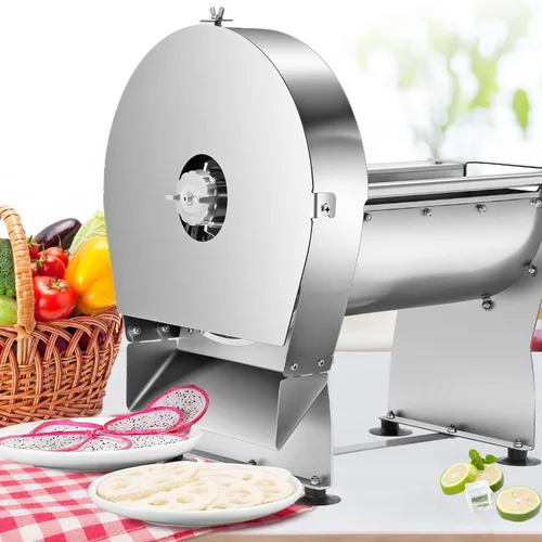 NEWTRY Cortadora eléctrica de verduras Máquina cortadora de frutas comercial de 0.000-0.394 in (25/64 pulgadas) de grosor de acero inoxidable