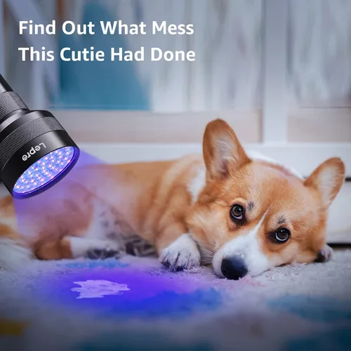 Vista 3 de Lepro 51 LEDs UV Light Handheld Blacklight, UV Flashlight Black Light, 395nm Detector for Pet Urine, Stains, Bed Bug and Scorpions, Battery Not