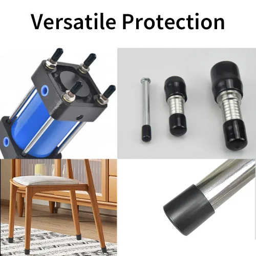 Vista 6 de 12 piezas de tapas de extremo de goma redondas negras 1-1/4 pulg (32 mm) ID, cubiertas flexibles de vinilo, grandes protectores de tornillo, puntas