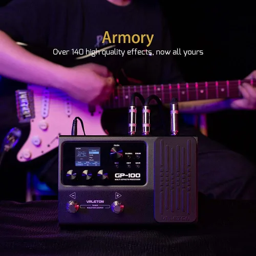 Vista 3 de Valeton Multi-Effects con Pedal de Expresión Guitarra Bajo Amplificador Modelado IR Gabinetes Simulación Multi Idioma Estéreo OTG Interfaz de Audio