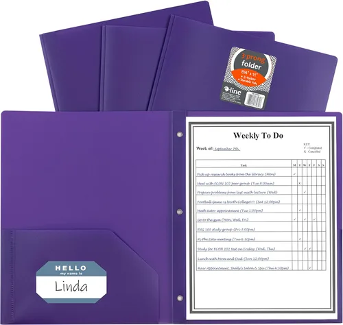 Vista 16 de Portafolios de poliéster pesado con dos compartimentos, de C-Line, Colores Variados Paquete de 10