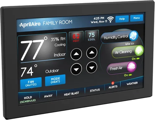 Vista 14 de AprilAire Termostato de pantalla táctil programable Wi-Fi 8910W con control IAQ; compatible con Amazon Alexa y Google Assistant