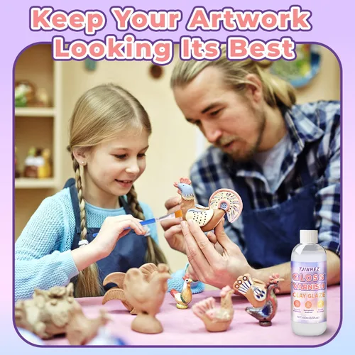 Vista 2 de Esmalte de arcilla Air Dry y barniz de arcilla polimérica – Sellador de arcilla brillante de 7 onzas, impermeable y resistente a los arañazos