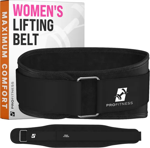 Vista 8 de Cinturón de levantamiento de pesas ProFitness para mujeres - Cinturón de entrenamiento cómodo de 4" de ancho para mujeres - Cinturón