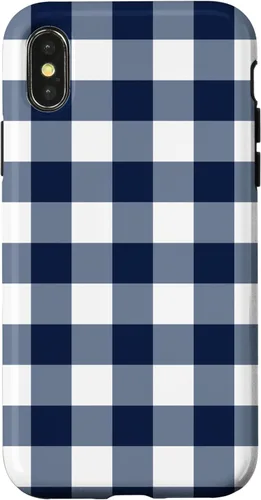 Vista 5 de Navy Blue Gingham Check Navy White Buffalo Plaid Case for iPhone 17