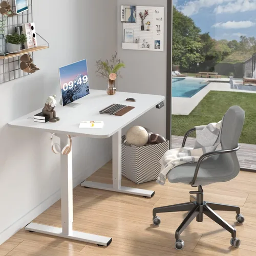 Vista 78 de Furmax Escritorio eléctrico de altura ajustable grande de 55 x 24 pulgadas, escritorio de pie para oficina en casa, escritorio de computadora