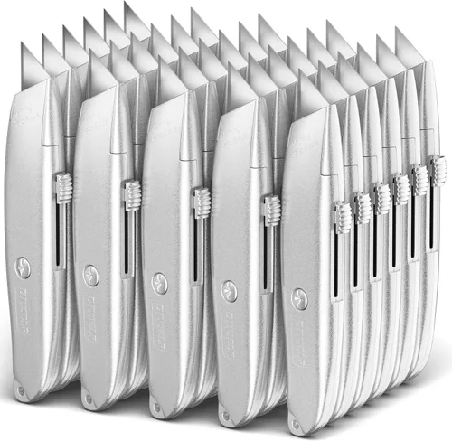 Vista 11 de DIYSELF Paquete de 2 cuchillos utilitarios, cortador retráctil, resistente (naranja)