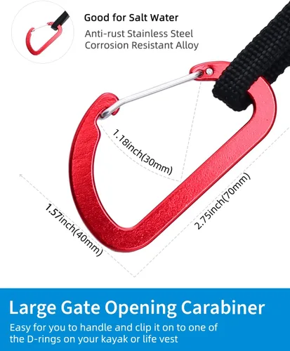 Vista 6 de OCEANBROAD Correa de remo de kayak estirable con cuerda de lanyard para SUP, kayak, botes, canoa, caña de pescar, 4-7 pies