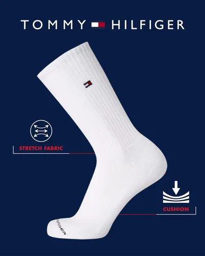 Vista 2 de Tommy Hilfiger Mens Crew Socks - 10 Pack Moisture Wicking Cushioned Crew Running Socks for Men for Sports & Workout