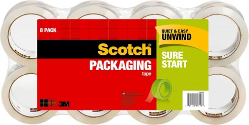 Vista 2 de Scotch Sure Start Shipping Cinta de embalaje, 1.88 pulgadas x 54.6 yardas y cinta de embalaje Sure Start, 1.88 pulgadas x 38.2 yardas, diseñada