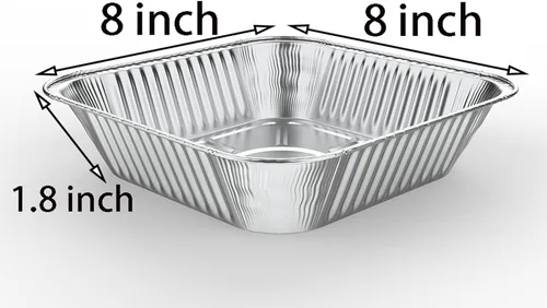 Vista 3 de WANBAO 30 piezas de moldes desechables de papel de aluminio para hornear, cuadrados de 8" X 8" X 2" pulgadas, preparación de comida para catering